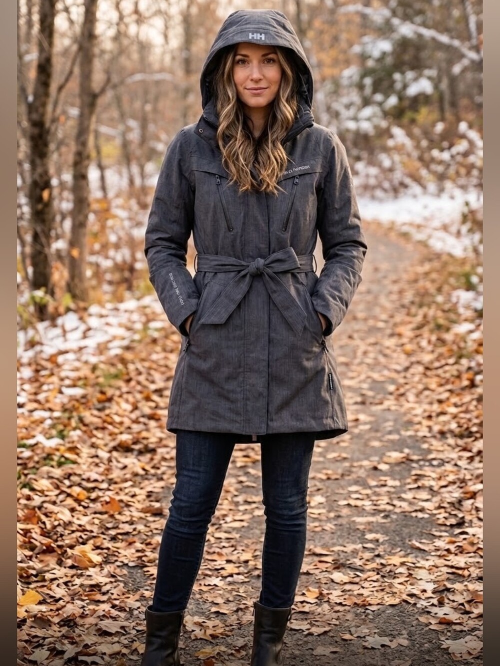 HELLY HANSON Très Beau Manteau d'automne/début hiver gris charcoal